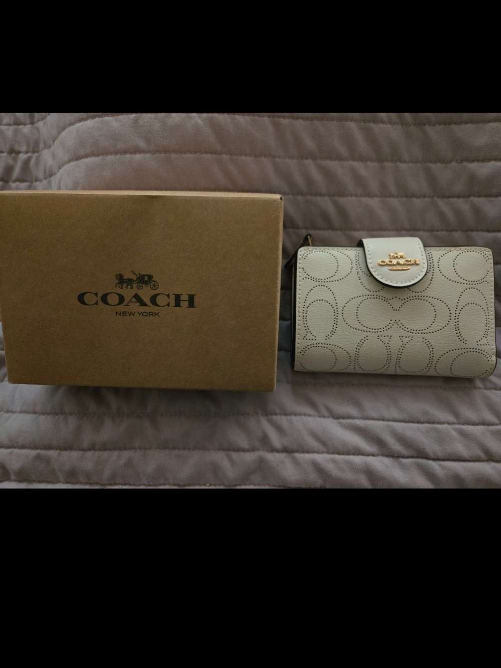Coach Medium Corner Zip Wallet in Perforated Signature Leather New (Price Firm)